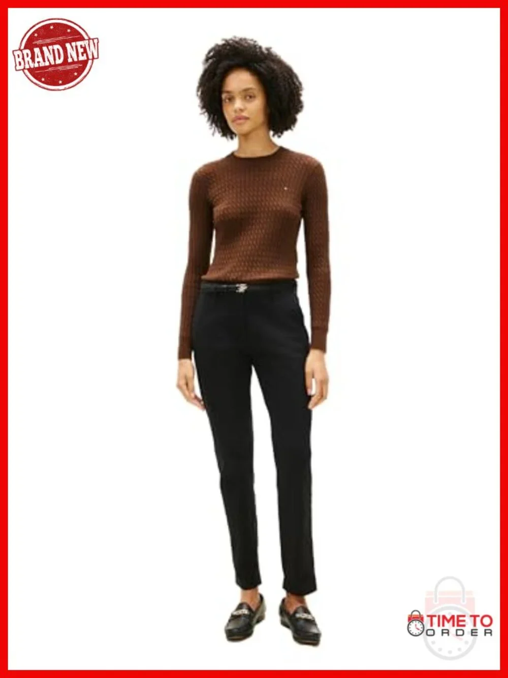 Women's Twill Slim Chino Pants with Stretch Mid Rise Ankle Pants
